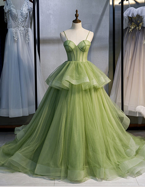 Banquet Trendy Quinceanera Green Evening Ball Temperament Fairy Spaghetti Strap Lady Trailing Big Swing Dress