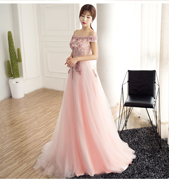 Good Quality Gorgeous Beautiful Evening Bride Off Shoulder Long Banquet Bridesmaid A Line Dress