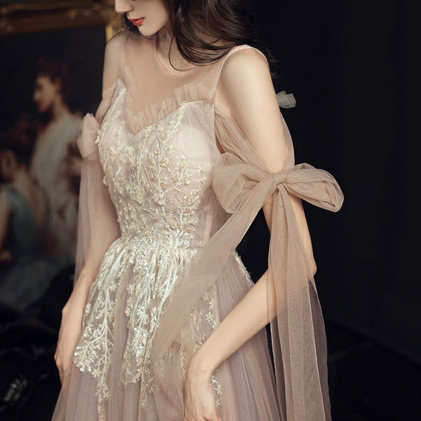 Banquet Elegant Evening Fairy Floral Cozy Champagne Lace Birthday Party Mori Dinner Bridesmaid Dress
