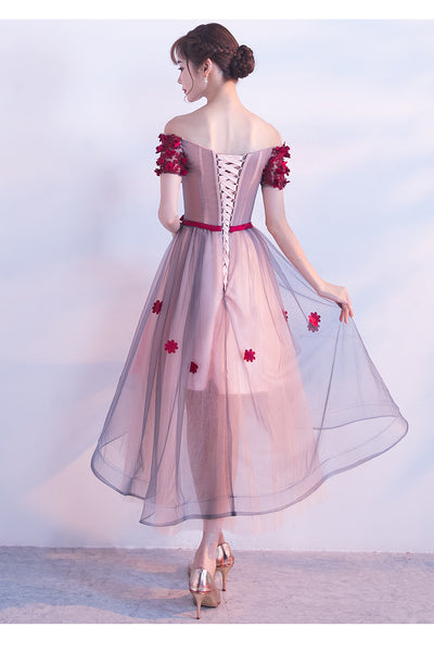 Elegant Absolutely Love Evening Off Shoulder Banquet Birthday Party Appliques Flowers Dinner Irregular Dress