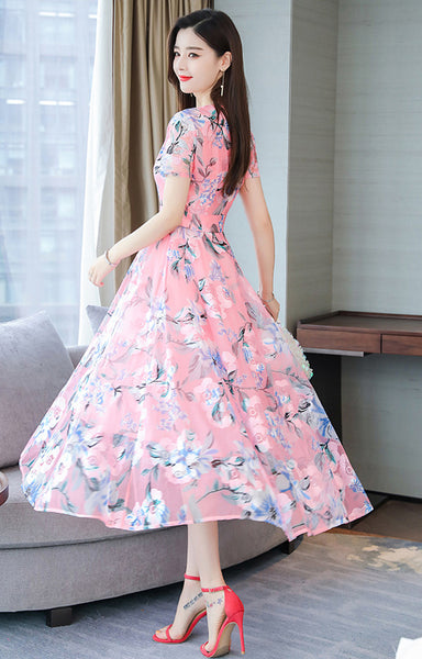 Great Look Fairy Summer Floral Printed Large Size Long Large Swing Bohemian Beach Dress