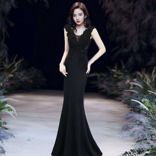 Fairy Temperament Attractive Women Evening V Neck Sleeveless Bridesmaid Long Fishtail Dress