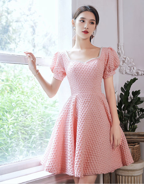 Evening Fashion Dress Women Banquet Temperament Short Sleeves Square Neck Collar Puff Sleeve Luxury Bridesmaid Dress