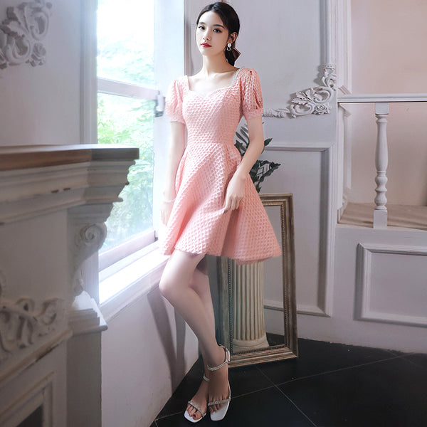Evening Fashion Dress Women Banquet Temperament Short Sleeves Square Neck Collar Puff Sleeve Luxury Bridesmaid Dress
