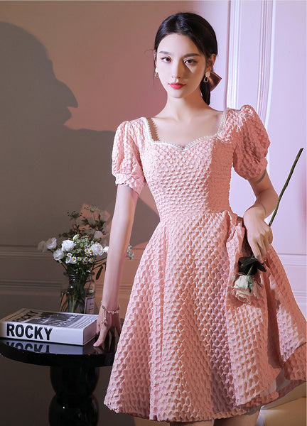 Evening Fashion Dress Women Banquet Temperament Short Sleeves Square Neck Collar Puff Sleeve Luxury Bridesmaid Dress