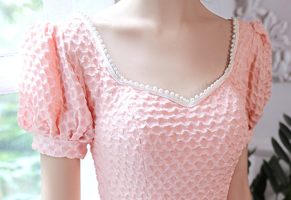 Evening Fashion Dress Women Banquet Temperament Short Sleeves Square Neck Collar Puff Sleeve Luxury Bridesmaid Dress