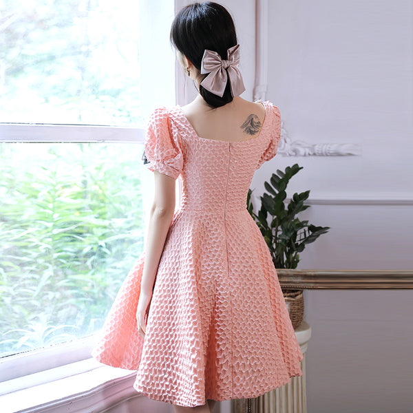 Evening Fashion Dress Women Banquet Temperament Short Sleeves Square Neck Collar Puff Sleeve Luxury Bridesmaid Dress