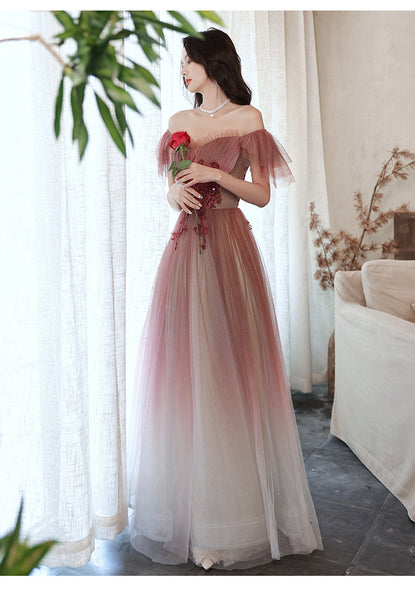 Gorgeous Blink Starry Blushing Evening Off Shoulder Long Banquet Ball Party Skirt Princess A Line Maxi Dress