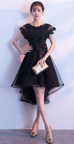 Cozy Evening Women Waist Stitching Mesh Mid Length Irregular Front Bow Tutu Bridesmaid Cocktail Lace Dress