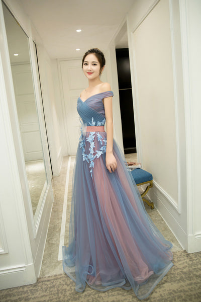 Gorgeous Stylish Grey Banquet Evening Strapless Bridal Bridesmaid Princess Long Elegant Tulle Prom Dress