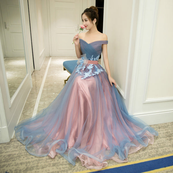 Gorgeous Stylish Grey Banquet Evening Strapless Bridal Bridesmaid Princess Long Elegant Tulle Prom Dress