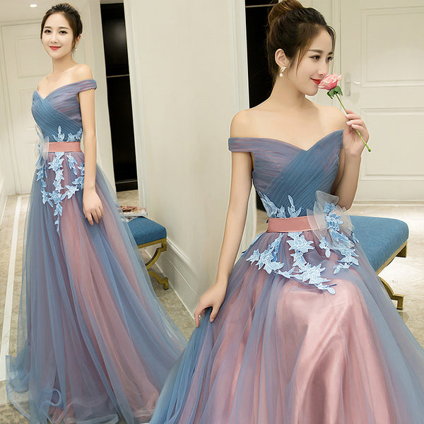 Gorgeous Stylish Grey Banquet Evening Strapless Bridal Bridesmaid Princess Long Elegant Tulle Prom Dress