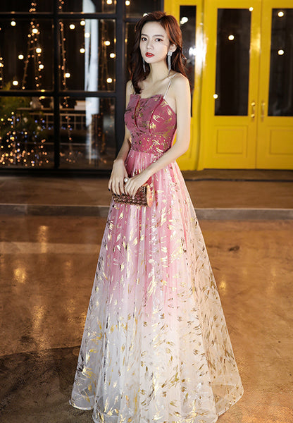 Sparkly Romantic Evening Banquet Women Noble Rose Red Spaghetti Strap Prom Bride Long Dress