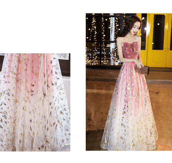 Sparkly Romantic Evening Banquet Women Noble Rose Red Spaghetti Strap Prom Bride Long Dress