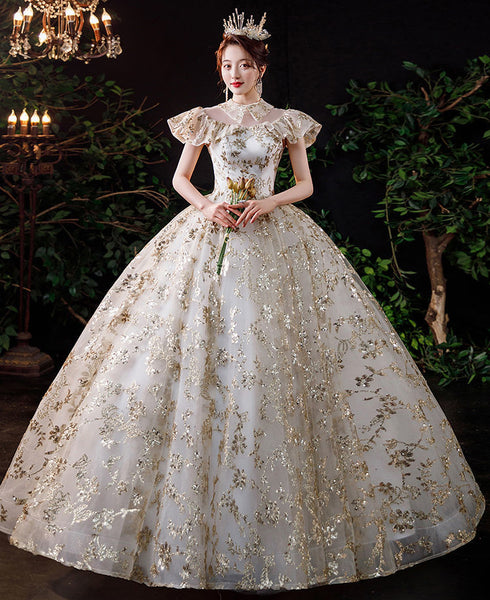 Summer Starry Sky Woman High Waist Short Sleeves Pleated Shoulder Polo Collar Bride Palace Style Embroidery Floral Dress