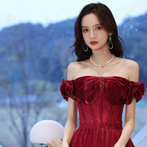 Charming Pink A Line Princess Off Shoulder Sleeveless Backless Crystal Floor Length Long Prom Formal Dresses