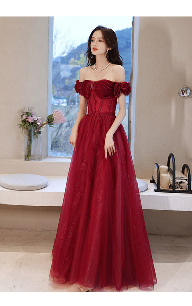 Charming Pink A Line Princess Off Shoulder Sleeveless Backless Crystal Floor Length Long Prom Formal Dresses