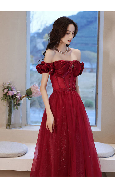 Charming Pink A Line Princess Off Shoulder Sleeveless Backless Crystal Floor Length Long Prom Formal Dresses