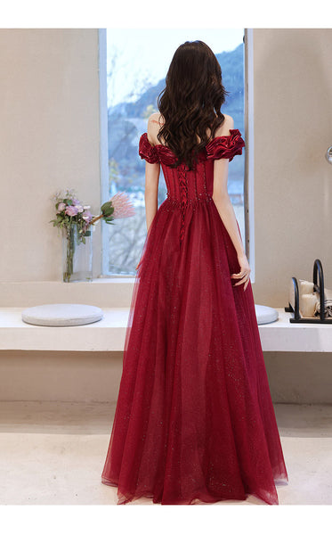 Charming Pink A Line Princess Off Shoulder Sleeveless Backless Crystal Floor Length Long Prom Formal Dresses