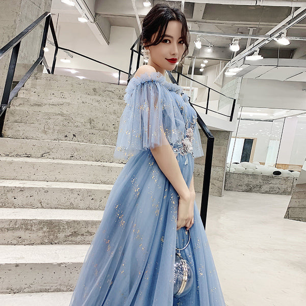 Temperament Elegant Princess Chiffon Strapless High Waist Gown Long Evening Dress