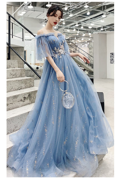 Temperament Elegant Princess Chiffon Strapless High Waist Gown Long Evening Dress