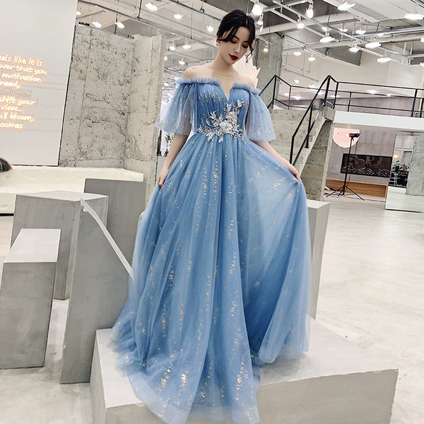 Temperament Elegant Princess Chiffon Strapless High Waist Gown Long Evening Dress