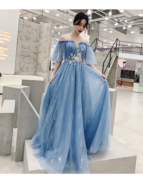 Temperament Elegant Princess Chiffon Strapless High Waist Gown Long Evening Dress