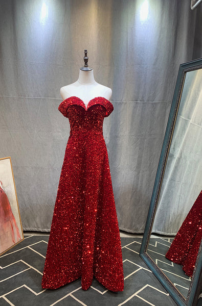 Elegant Luxury Women Gradient Color Change Off Shoulder Sequin Banquet Evening Party Bride Prom Dress Gowns