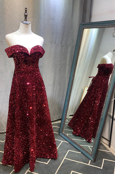 Elegant Luxury Women Gradient Color Change Off Shoulder Sequin Banquet Evening Party Bride Prom Dress Gowns