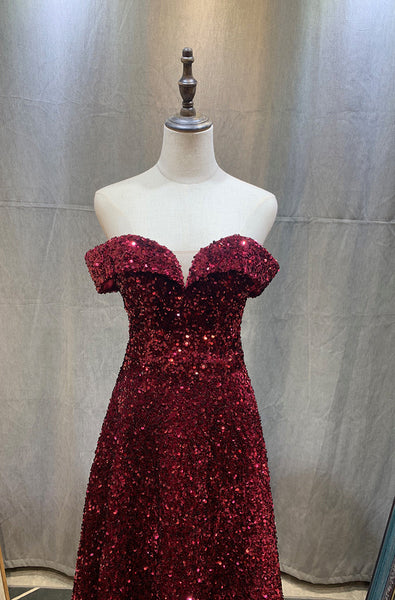 Elegant Luxury Women Gradient Color Change Off Shoulder Sequin Banquet Evening Party Bride Prom Dress Gowns