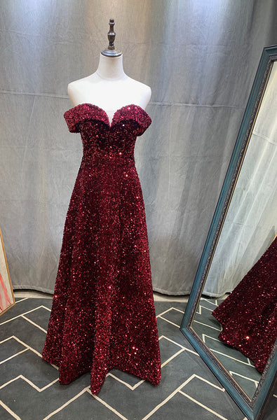 Elegant Luxury Women Gradient Color Change Off Shoulder Sequin Banquet Evening Party Bride Prom Dress Gowns