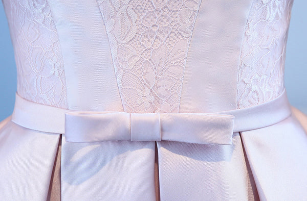 Wonderful Elegant Women Satin Off Shoulder Waist Bow Birthday Party Bridesmaid Knee Length A Line Dress