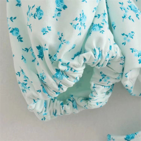 Summer Women Flower Floral Tie Dye Printed Sweetheart Short Sleeved Back Zipper A Line Dress