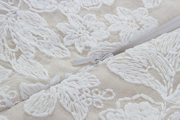 Beautiful Cozy Ladies White V-Neck Long Sleeved Lace High Waist Puffy Party Clubbing Long Dress