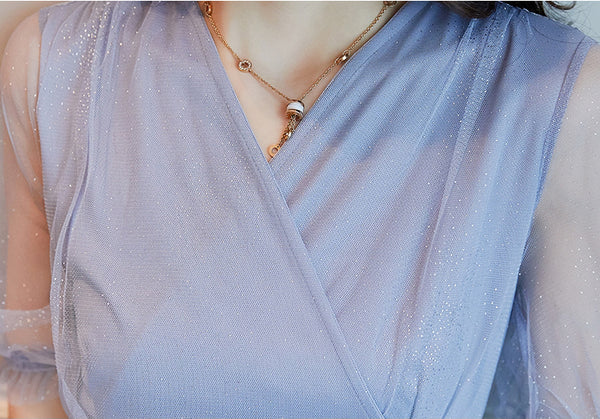 Summer Temperament Women Fashion Design Ruffle V Neck Short Sleeves Lace Party Mid Length Fishtail Dress