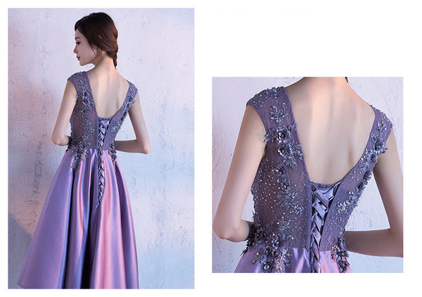 Gorgeous Elegant Summer Women Round Neck Sleeveless Floral Sequins Banquet Evening Party A Line Dress