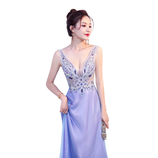 Elegant Sexy Women Deep V Neck Lace See Through Backless Night Clubbing Evening Party Dinner Dress