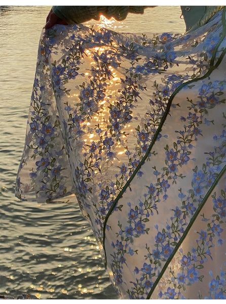 Summer Temperament Women Trendy Design Lace Embroidered Floral Spaghetti Strap A-Line Bottoming Long Dress