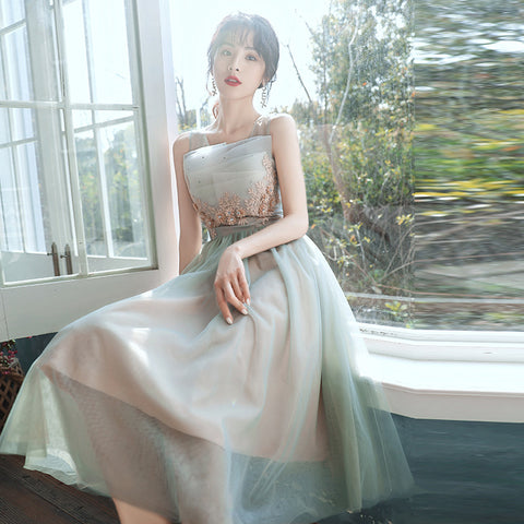 Chic Homecoming Fairy Sweetly Women Neckline strapless tube top bandage Evening Banquet Net Yarn Dress