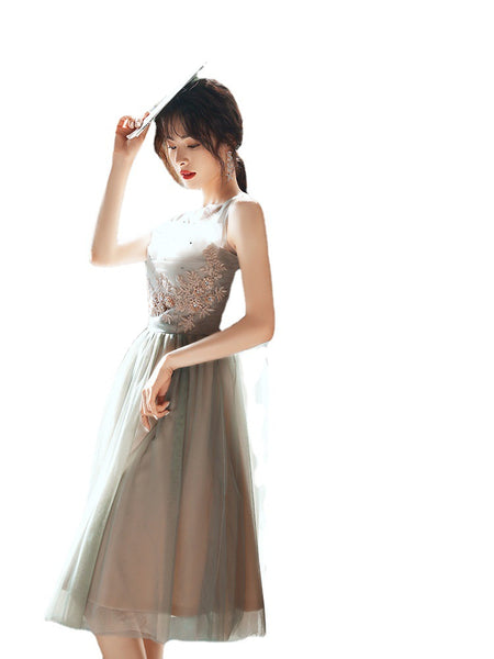 Chic Homecoming Fairy Sweetly Women Neckline strapless tube top bandage Evening Banquet Net Yarn Dress