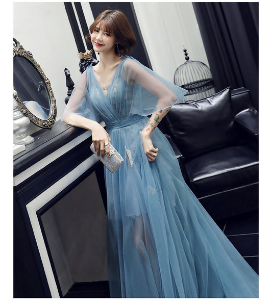 Sexy Temperament aura Elegant Beautiful Queen Women Floral Beading Wrap High Waist Banquet Evening Dress