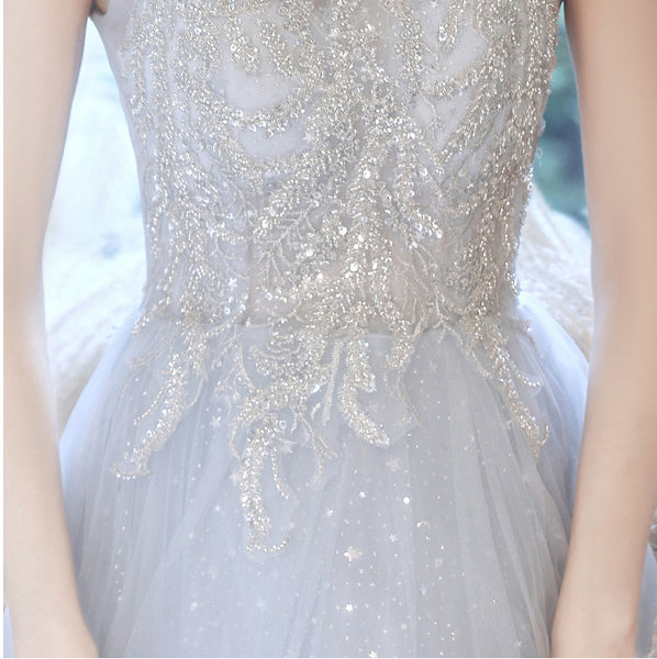 Fairy Temperament Attractive Women Silver Tassel Shining Sequins Off Shoulder Party Prom Banquet A Line Dress