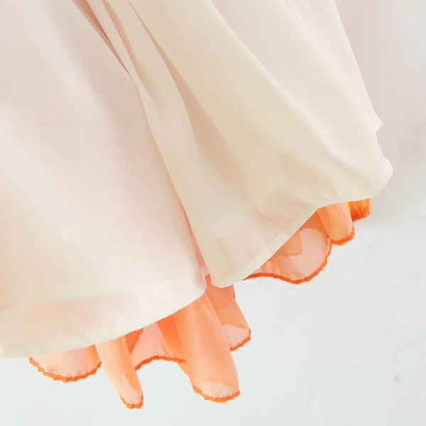 Pretty Beautiful Women Clothing Gradient Colorful Color Change Silk Chiffon V Neck Pleated Waist Long Sleeves Dress