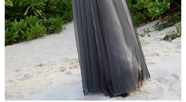 Sparkly Summer Elegant Women Retro Stand Collar Lace Half Length Sleeve Black Long Banquet Evening Dress