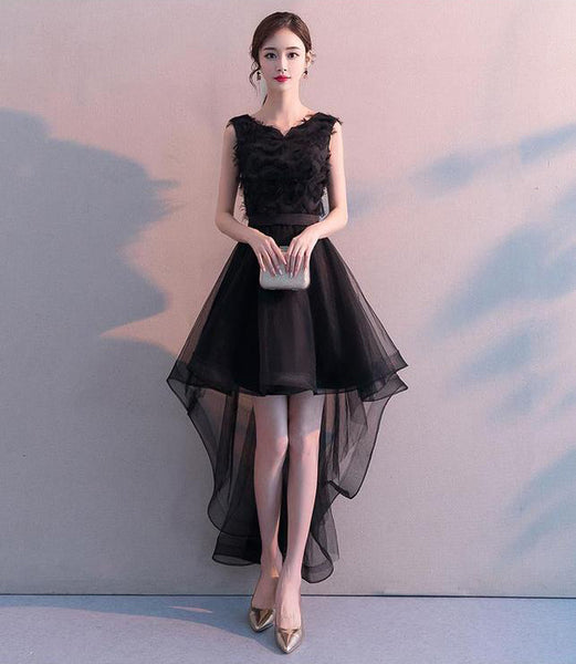 Perfect Look Temperament Women Gothic Goth Black V Neck Sleeveless Irregular Length Hem Party Dresses Prom Dress