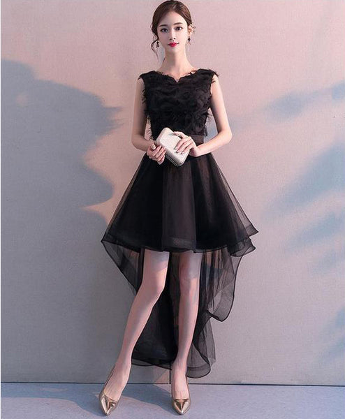 Perfect Look Temperament Women Gothic Goth Black V Neck Sleeveless Irregular Length Hem Party Dresses Prom Dress