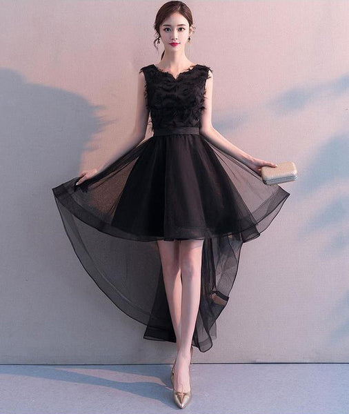 Perfect Look Temperament Women Gothic Goth Black V Neck Sleeveless Irregular Length Hem Party Dresses Prom Dress