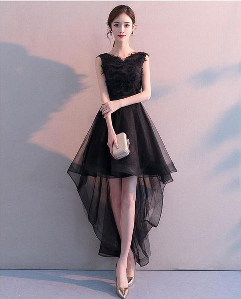 Perfect Look Temperament Women Gothic Goth Black V Neck Sleeveless Irregular Length Hem Party Dresses Prom Dress