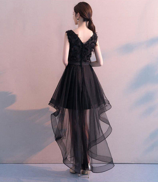 Perfect Look Temperament Women Gothic Goth Black V Neck Sleeveless Irregular Length Hem Party Dresses Prom Dress