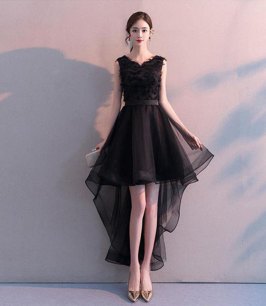 Perfect Look Temperament Women Gothic Goth Black V Neck Sleeveless Irregular Length Hem Party Dresses Prom Dress